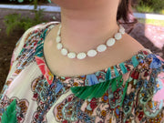 White Jade and Gold Bead Necklace