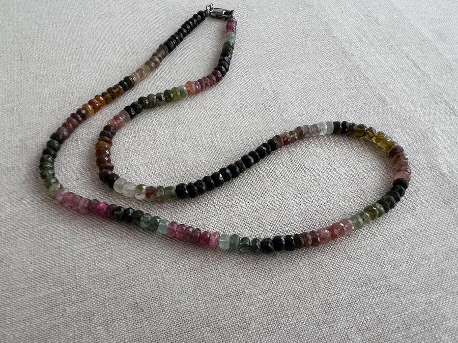 Men's Tourmaline Necklace, Unisex Tourmaline Necklace, Gemstone Necklace, Gift for Him, Boho Style, October Birthstone, Handmade
