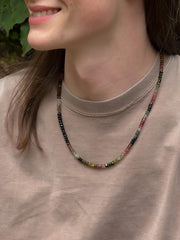 Men's Tourmaline Necklace, Unisex Tourmaline Necklace, Gemstone Necklace, Gift for Him, Boho Style, October Birthstone, Handmade
