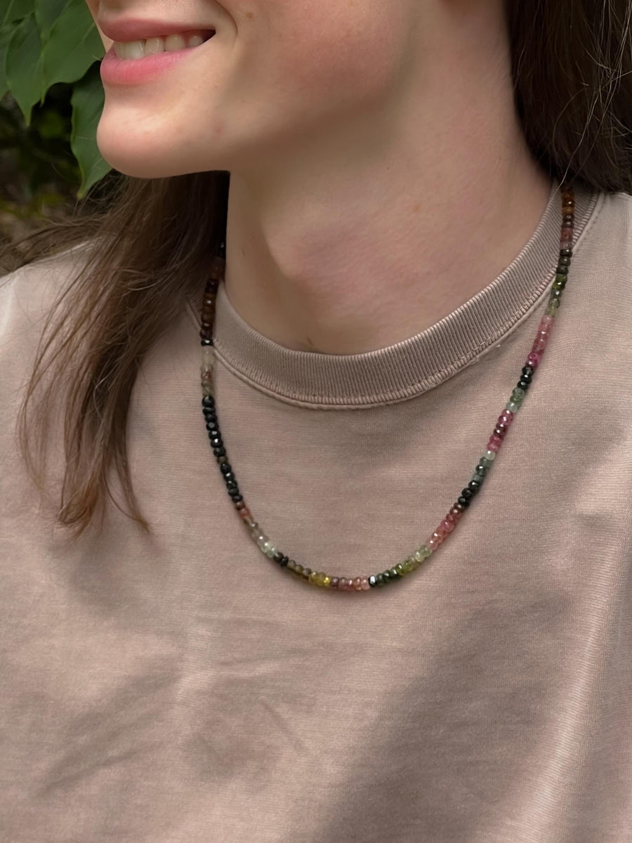 Men's Tourmaline Necklace, Unisex Tourmaline Necklace, Gemstone Necklace, Gift for Him, Boho Style, October Birthstone, Handmade