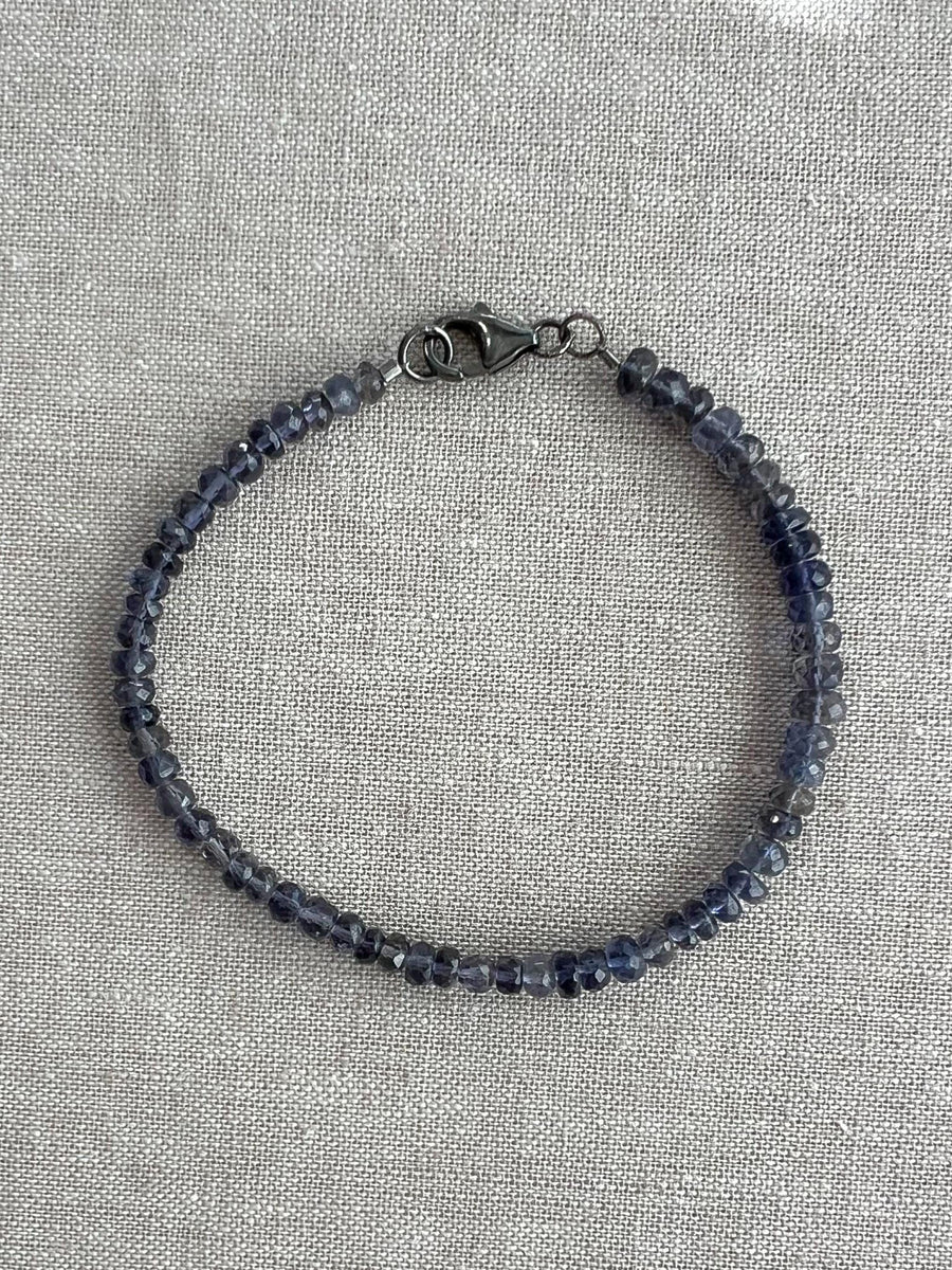 Iolite Men's Bracelet, Unisex Iolite Bracelet, Gemstone Bracelet, Layering Bracelet, Boho, Gift for Him, Gift for Her, Gemstones for Men