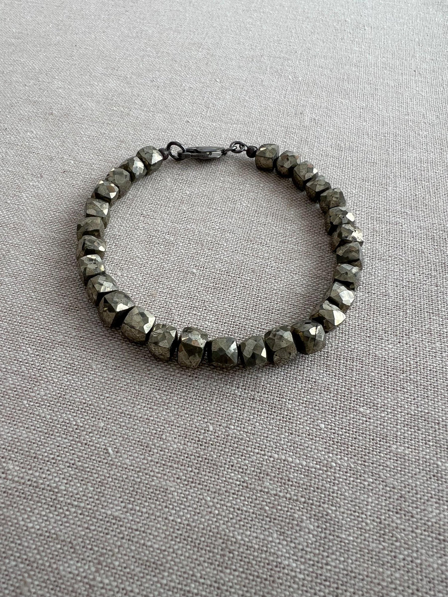 Pyrite Cubes Men's Bracelet, Unisex Bracelet, Men's Jewelry, Fall Jewelry, Gift for Him, Gift for Dad, Boho Style, Gemstones for Men