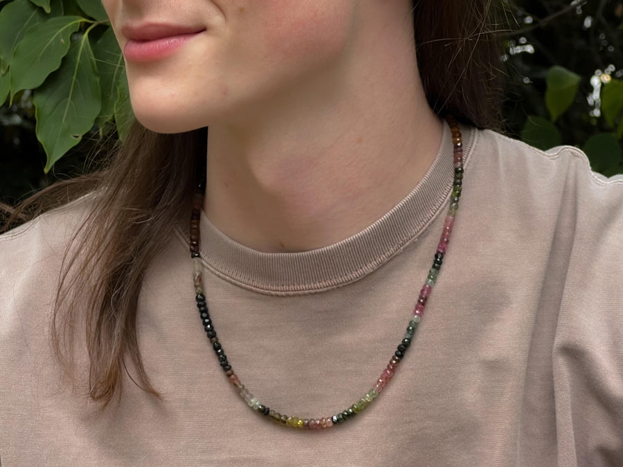 Men&#39;s Tourmaline Necklace, Unisex Tourmaline Necklace