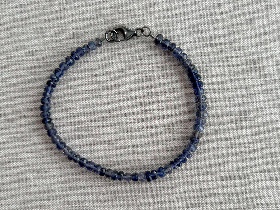 Iolite Men's Bracelet, Unisex Iolite Bracelet, Gemstone Bracelet, Layering Bracelet, Boho, Gift for Him, Gift for Her, Gemstones for Men