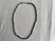 Men's Hematite Cube Necklace: Oxidized Sterling Silver Clasp
