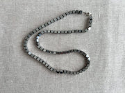 Men's Hematite Cube Necklace: Oxidized Sterling Silver Clasp