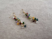 Mixed Gemstone Dangle Earrings: 14k Gold Filled Wire, Boho Jewelry