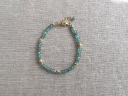 Blue Zircon Bracelet: Handmade Gemstone Bracelet with 14k Gold Accents