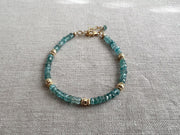 Blue Zircon Bracelet: Handmade Gemstone Bracelet with 14k Gold Accents