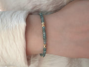 Blue Zircon Bracelet: Handmade Gemstone Bracelet with 14k Gold Accents