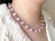 Rose Quartz Necklace: Prasiolite & Ruby Gemstone Boho Jewelry