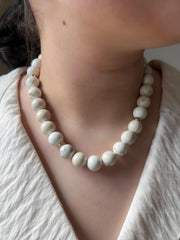 White Turquoise Necklace: 14k Gold Filled Heart Pendant, Boho Gemstone