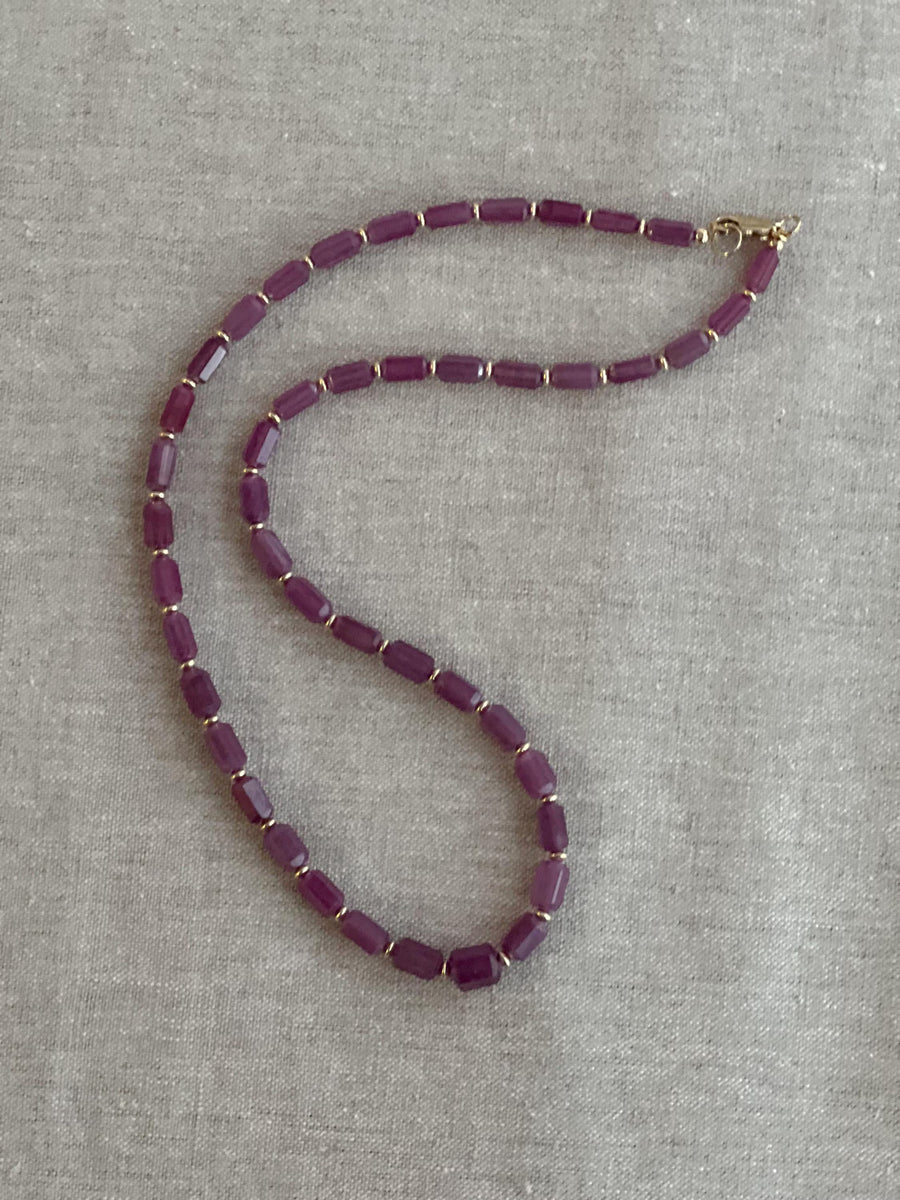 Ruby Necklace with Gold Accents: July Birthstone, Boho Gemstone Jewelry