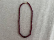Carved Rhodolite Necklace: 14k Gold Filled Clasp, Hand Knotted Gemstone Necklace