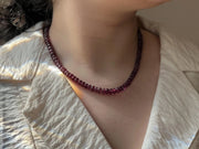 Carved Rhodolite Necklace: 14k Gold Filled Clasp, Hand Knotted Gemstone Necklace