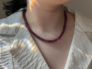 Carved Rhodolite Necklace: 14k Gold Filled Clasp, Hand Knotted Gemstone Necklace