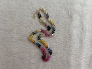 Multi-Color Sapphire Teardrop Necklace: Hand-Knotted Gemstone, Boho Style