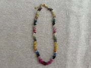 Multi-Color Sapphire Teardrop Necklace: Hand-Knotted Gemstone, Boho Style