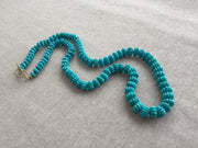 Sleeping Beauty Carved Turquoise Necklace: Hand Knotted Gemstone, 14k Gold Filled Clasp
