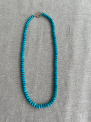 Sleeping Beauty Carved Turquoise Necklace: Hand Knotted Gemstone, 14k Gold Filled Clasp