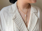 Moonstone Lariat Necklace: 14k Gold Filled Chain, June Birthstone