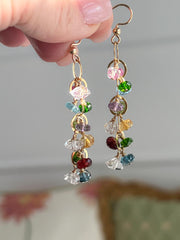 Mixed Gemstone Dangle Earrings: 14k Gold Filled Wire, Boho Jewelry