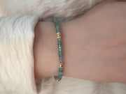 Blue Zircon Bracelet: Handmade Gemstone Bracelet with 14k Gold Accents