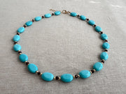 Turquoise & Garnet Necklace: 14k Gold Filled Accents, Gemstone Layering Necklace