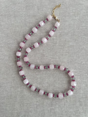 Rose Quartz Necklace: Prasiolite & Ruby Gemstone Boho Jewelry