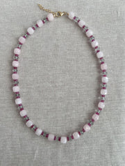 Rose Quartz Necklace: Prasiolite & Ruby Gemstone Boho Jewelry