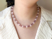 Rose Quartz Necklace: Prasiolite & Ruby Gemstone Boho Jewelry
