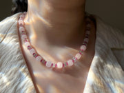 Rose Quartz Necklace: Prasiolite & Ruby Gemstone Boho Jewelry