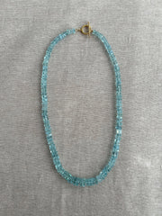 Aquamarine Bolts Necklace: Faceted Gemstone Bolts, 14k Gold Filled Clasp