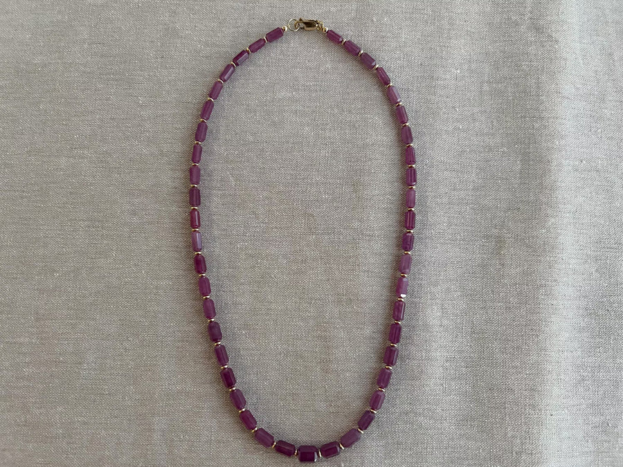Ruby Necklace with Gold Accents: July Birthstone, Boho Gemstone Jewelry