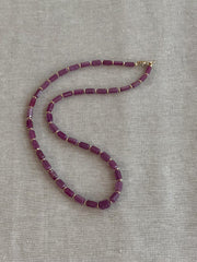 Ruby Necklace with Gold Accents: July Birthstone, Boho Gemstone Jewelry