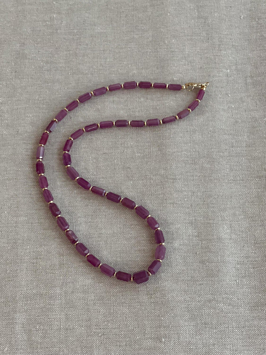 Ruby Necklace with Gold Accents: July Birthstone, Boho Gemstone Jewelry