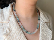 Morganite Aquamarine Gemstone Necklace: Hand Knotted Boho Jewelry, March Birthstone