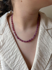 Ruby Necklace with Gold Accents: July Birthstone, Boho Gemstone Jewelry