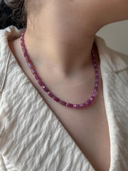 Ruby Necklace with Gold Accents: July Birthstone, Boho Gemstone Jewelry