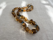 Whiskey Quartz Necklace: London Blue Topaz Accents, Hand Knotted Gemstone Necklace