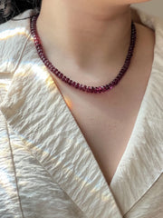 Carved Rhodolite Necklace: 14k Gold Filled Clasp, Hand Knotted Gemstone Necklace