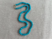 Sleeping Beauty Carved Turquoise Necklace: Hand Knotted Gemstone, 14k Gold Filled Clasp