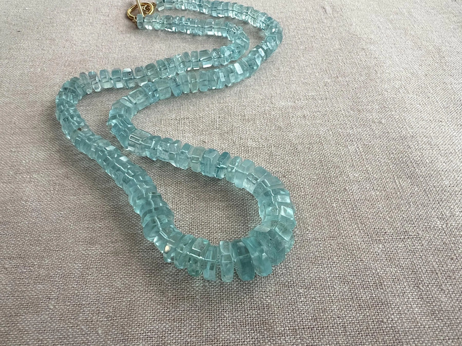 Aquamarine Bolts Necklace: Faceted Gemstone Bolts, 14k Gold Filled Clasp
