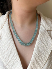 Aquamarine Bolts Necklace: Faceted Gemstone Bolts, 14k Gold Filled Clasp