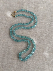 Aquamarine Carved Pumpkin Necklace: Hand Knotted Gemstone, 14k Gold Filled