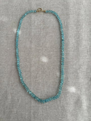 Aquamarine Carved Pumpkin Necklace: Hand Knotted Gemstone, 14k Gold Filled