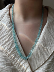 Aquamarine Carved Pumpkin Necklace: Hand Knotted Gemstone, 14k Gold Filled