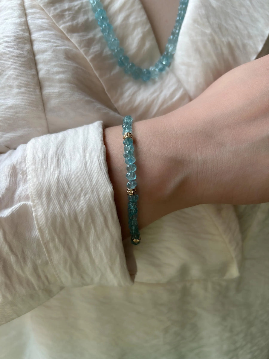 Aquamarine Carved Pumpkins Bracelet