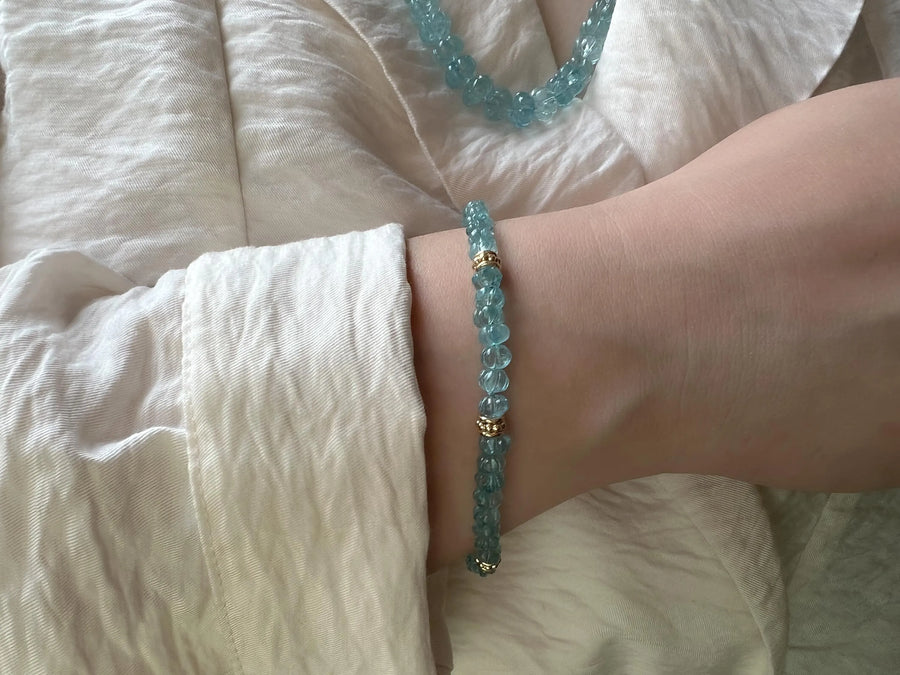 Aquamarine Carved Pumpkins Bracelet