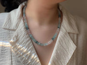 Morganite Aquamarine Gemstone Necklace: Hand Knotted Boho Jewelry, March Birthstone
